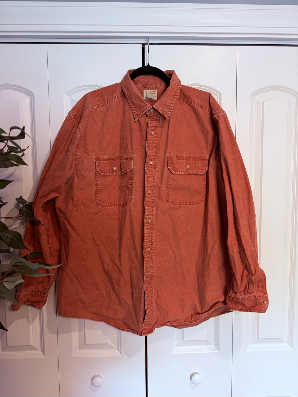 L.L.Bean Coral-Red Cotton Button Shirt